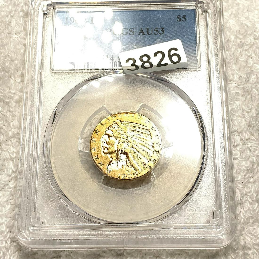 1909-D $5 Gold Half Eagle PCGS - AU53 (1 of 2)