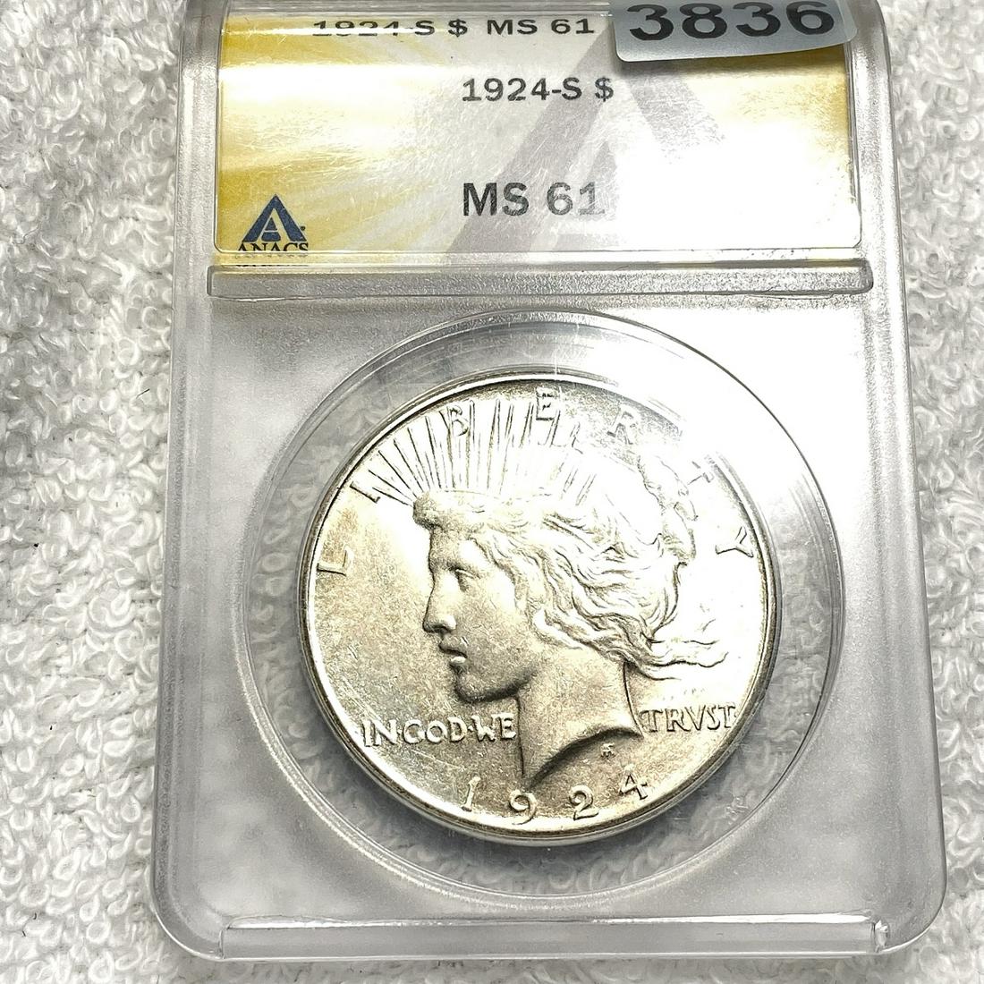 1924-S Silver Peace Dollar ANACS - MS61 (1 of 2)