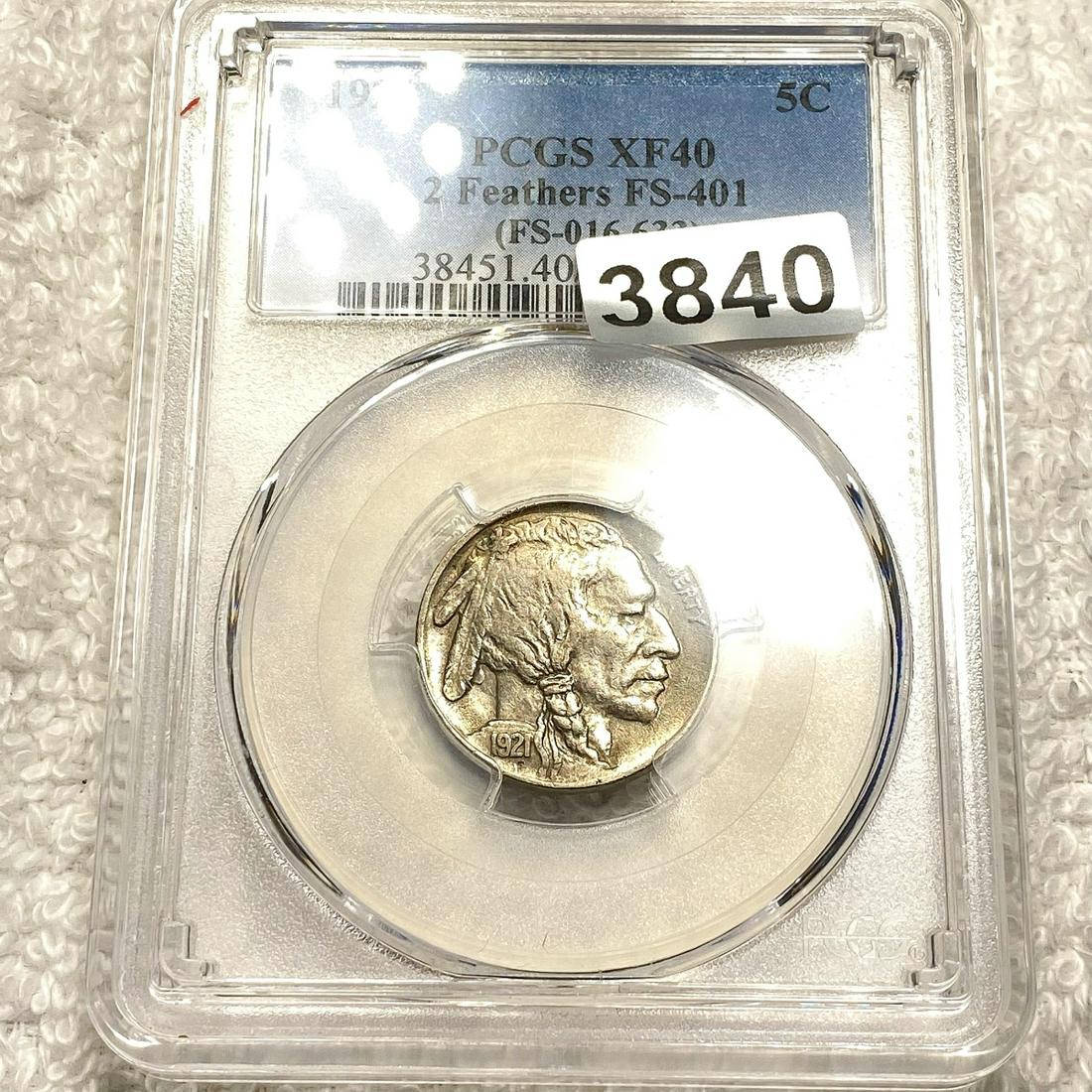 1921 Buffalo Nickel PCGS - XF40 2 Feathers FS-401 (1 of 2)