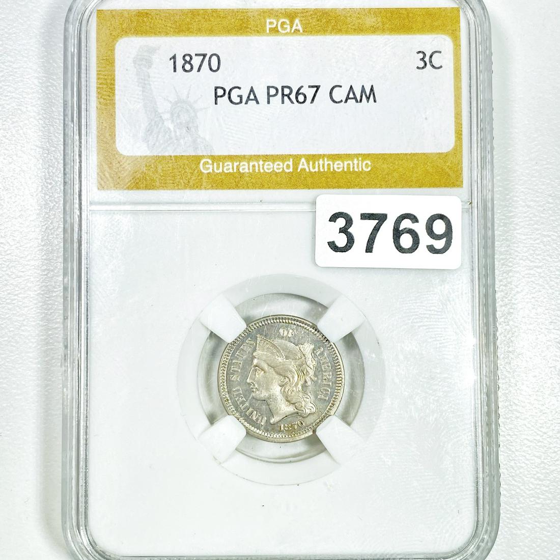 1870 Silver Three Cent PGA - PR67 CAM (1 of 2)