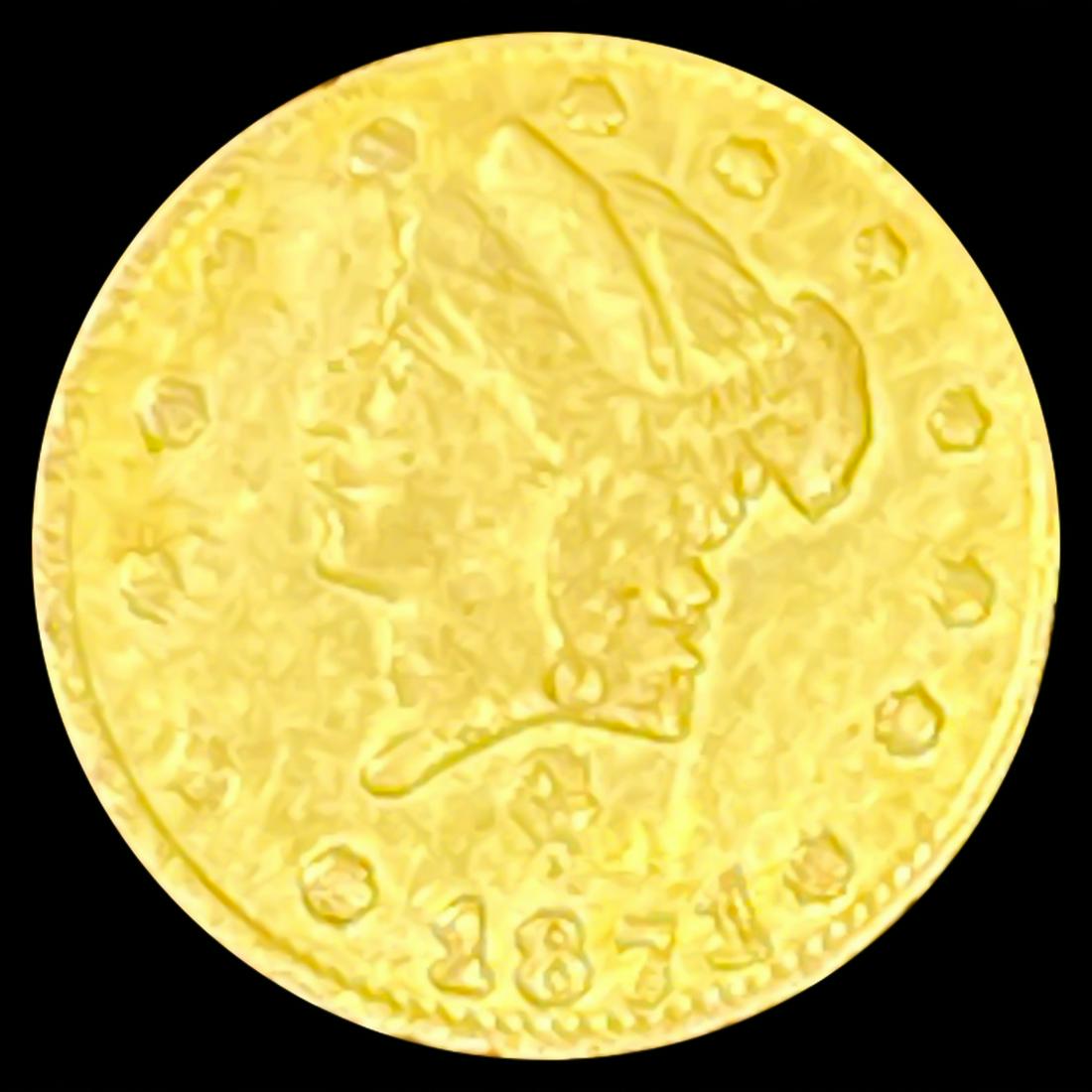 1871 Round Liberty Gold Quarter UNCIRCULATED (1 of 2)