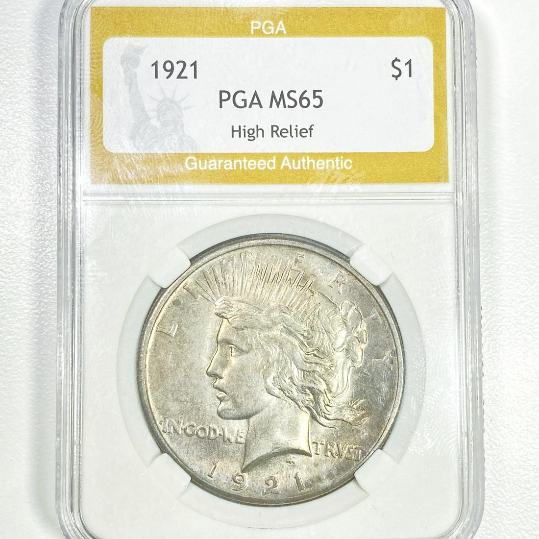 1921 Silver Peace Dollar PGA - MS65 High Relief (1 of 2)