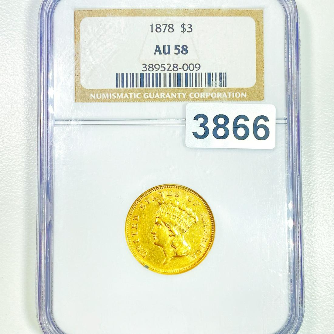 1878 $3 Gold Piece NGC - AU58 (1 of 2)