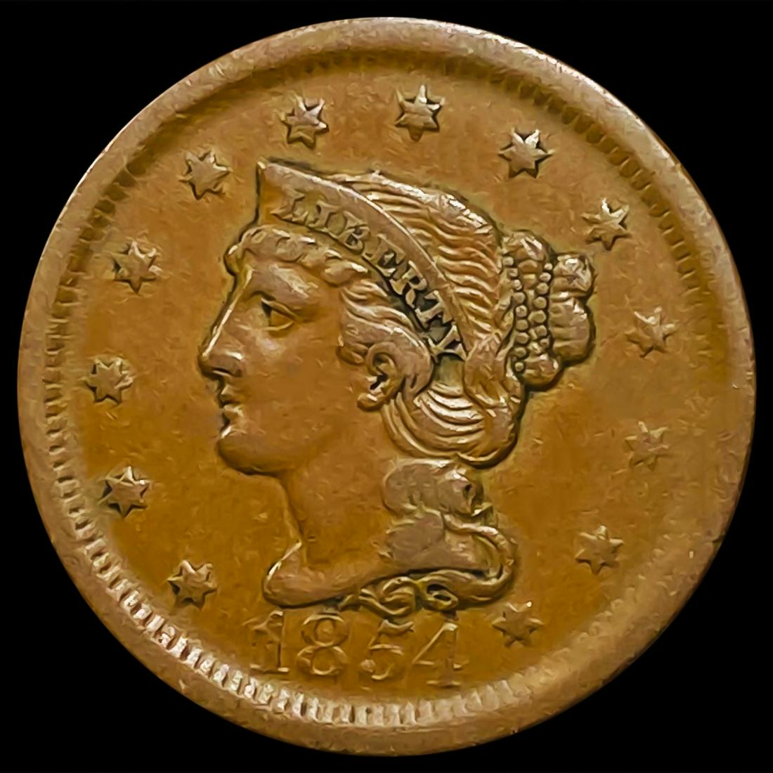 1854 Braided Hair Large Cent NEARLY UNCIRCULATED (1 of 2)