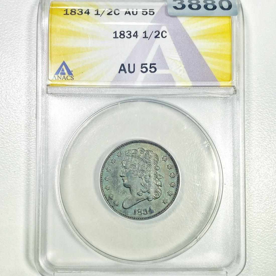 1834 Classic Head Half Cent ANACS - AU55 (1 of 2)