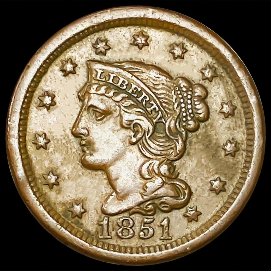 1851 Braided Hair Large Cent CLOSELY UNCIRCULATED (1 of 2)