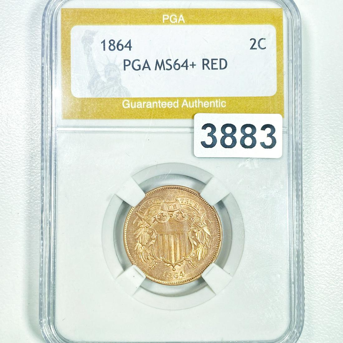1864 Two Cent Piece PGA - MS64+ RED (1 of 2)