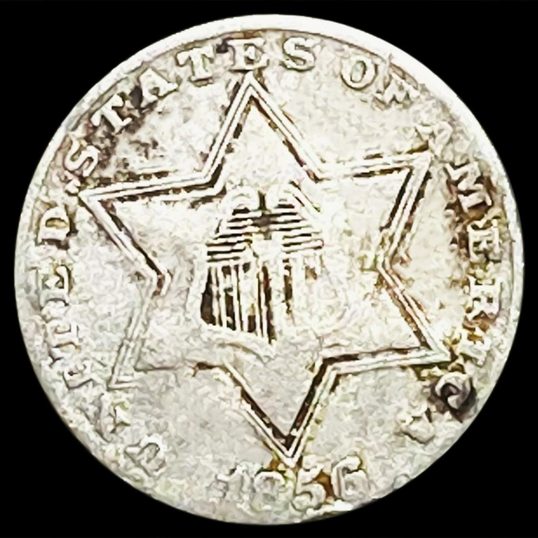 1856 Ty 2 Silver Three Cent NICELY CIRCULATED (1 of 2)