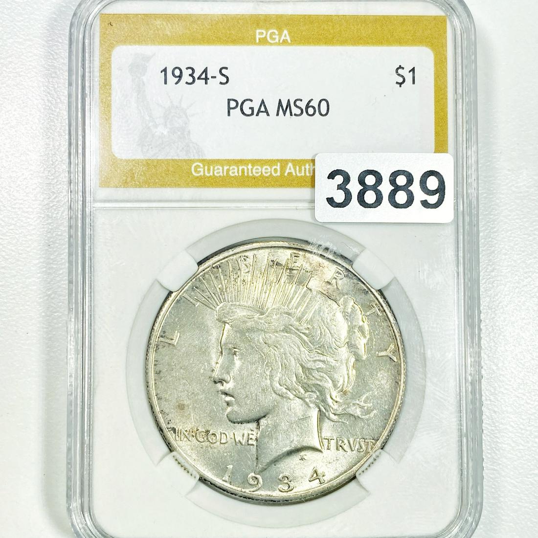 1934-S Silver Peace Dollar PGA - MS60 (1 of 2)