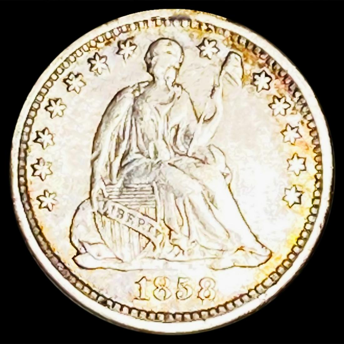 1858-O Seated Liberty Half Dime CLOSELY UNC (1 of 2)