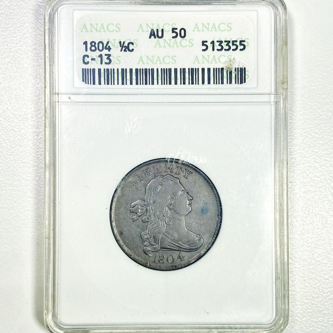 1804 Draped Bust Half Cent ANACS - AU50 (1 of 2)