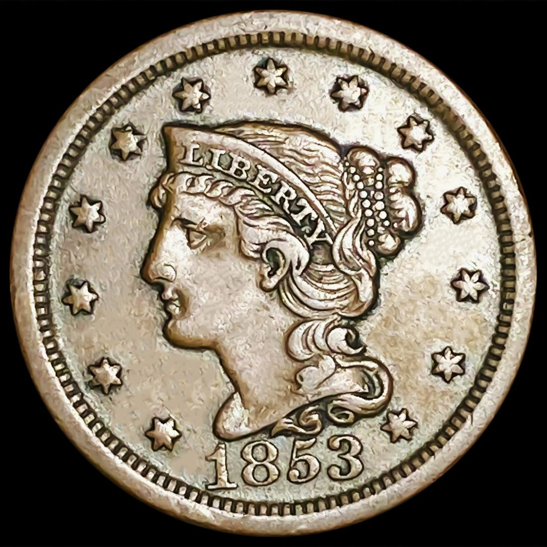 1853 Braided Hair Large Cent NEARLY UNCIRCULATED (1 of 2)