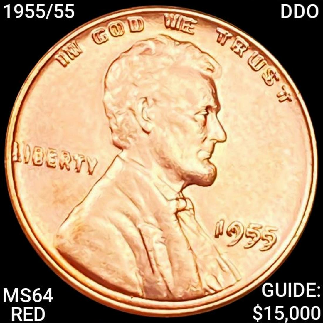 1955/55 DDO Lincoln Wheat Cent MS64 RED: 1955/55 DDO Lincoln Wheat Cent MS64 RED