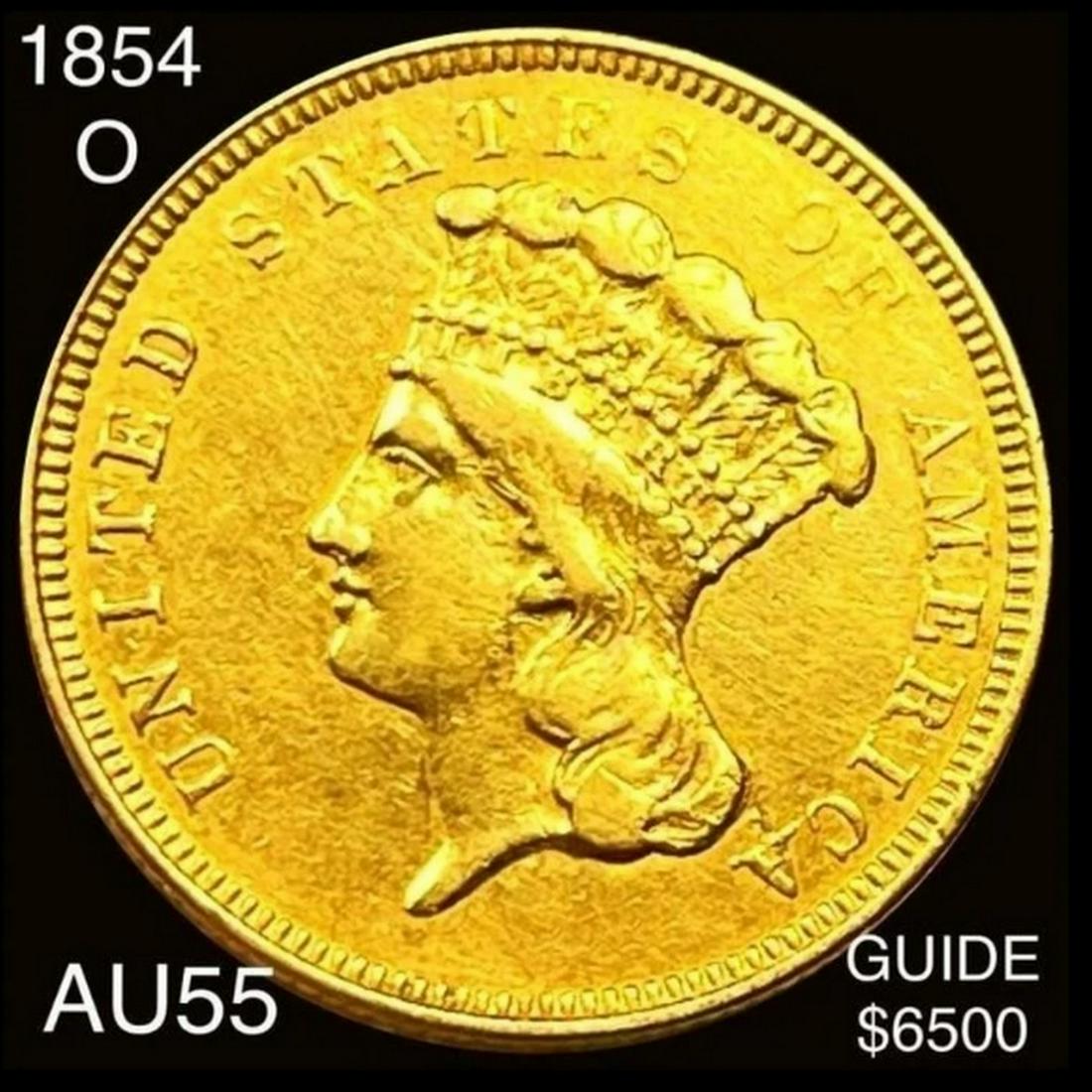 1854-O $3 Gold Piece CHOICE AU (1 of 2)