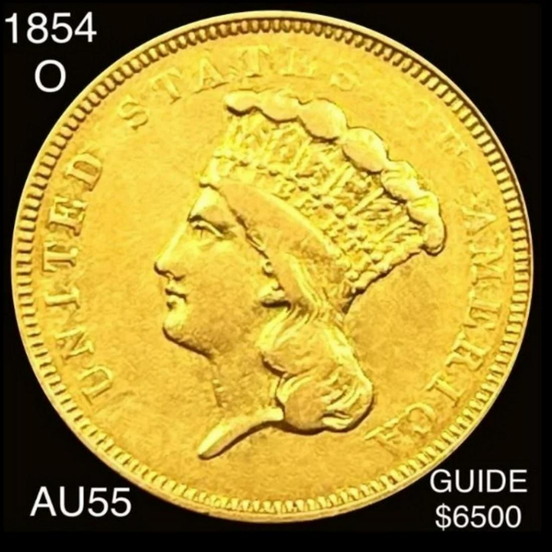 1854-O $3 Gold Piece CHOICE AU (1 of 2)