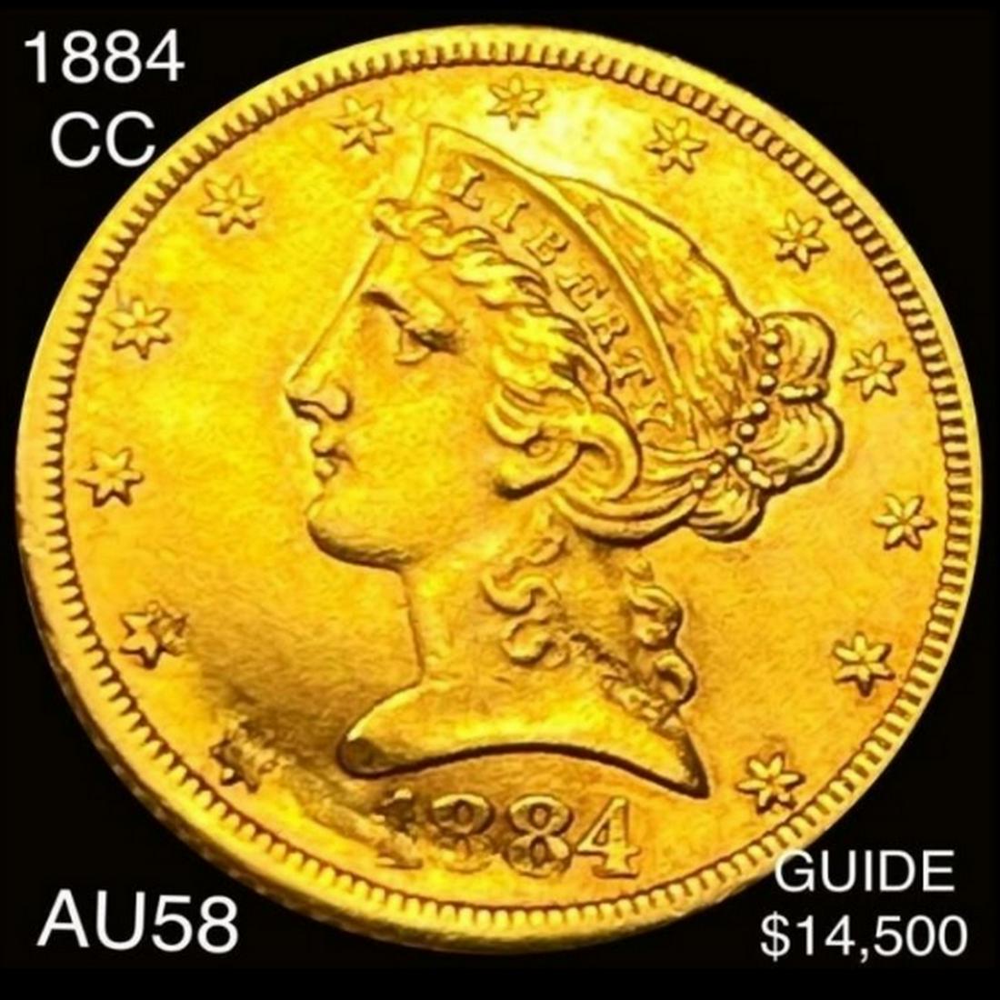 1884-CC $5 Gold Half Eagle CHOICE AU (1 of 2)