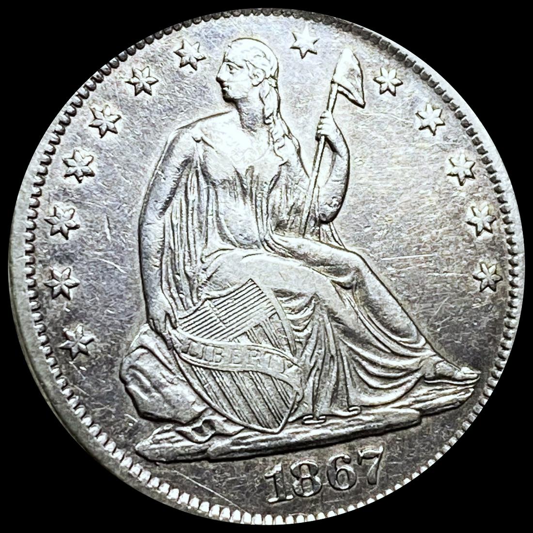 1867-S Seated Liberty Half Dollar CLOSELY UNC (1 of 2)