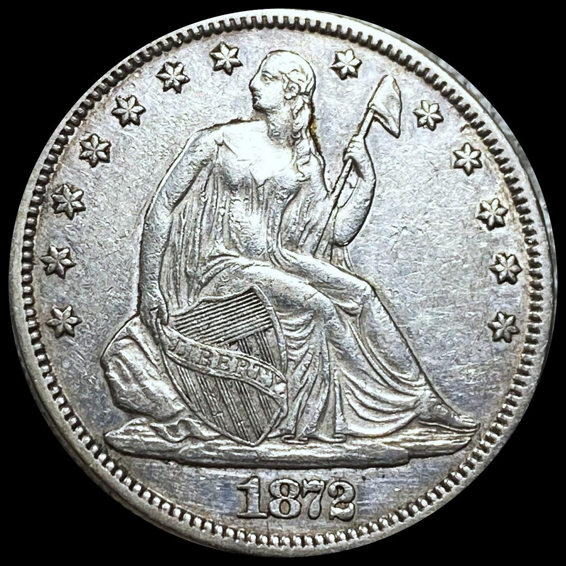 1872 Seated Liberty Half Dollar CLOSELY UNC (1 of 2)