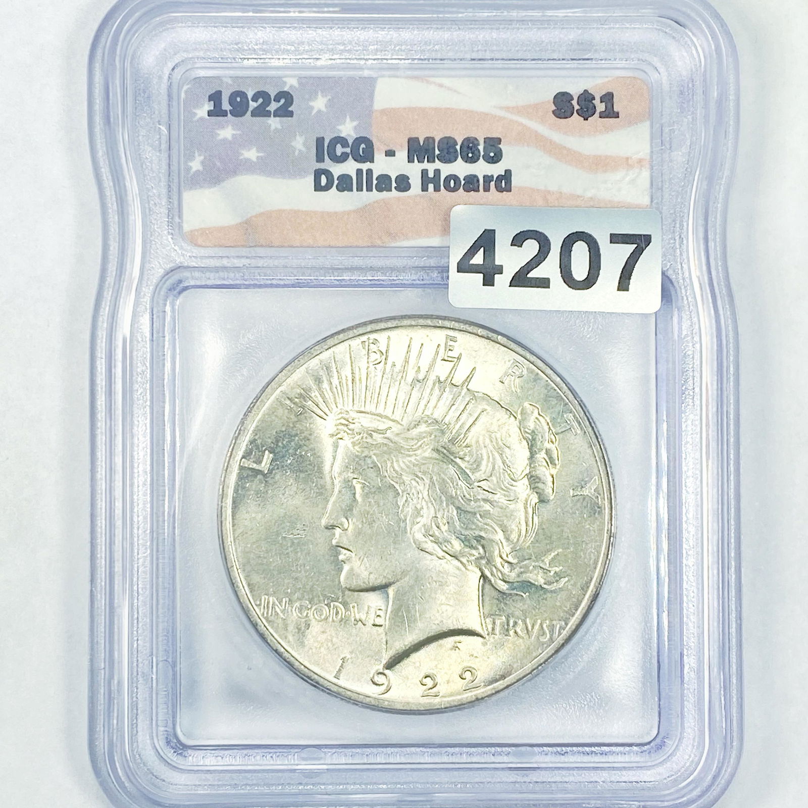 1922 Dallas Hoard Silver Peace Dollar ICG - MS65 (1 of 2)