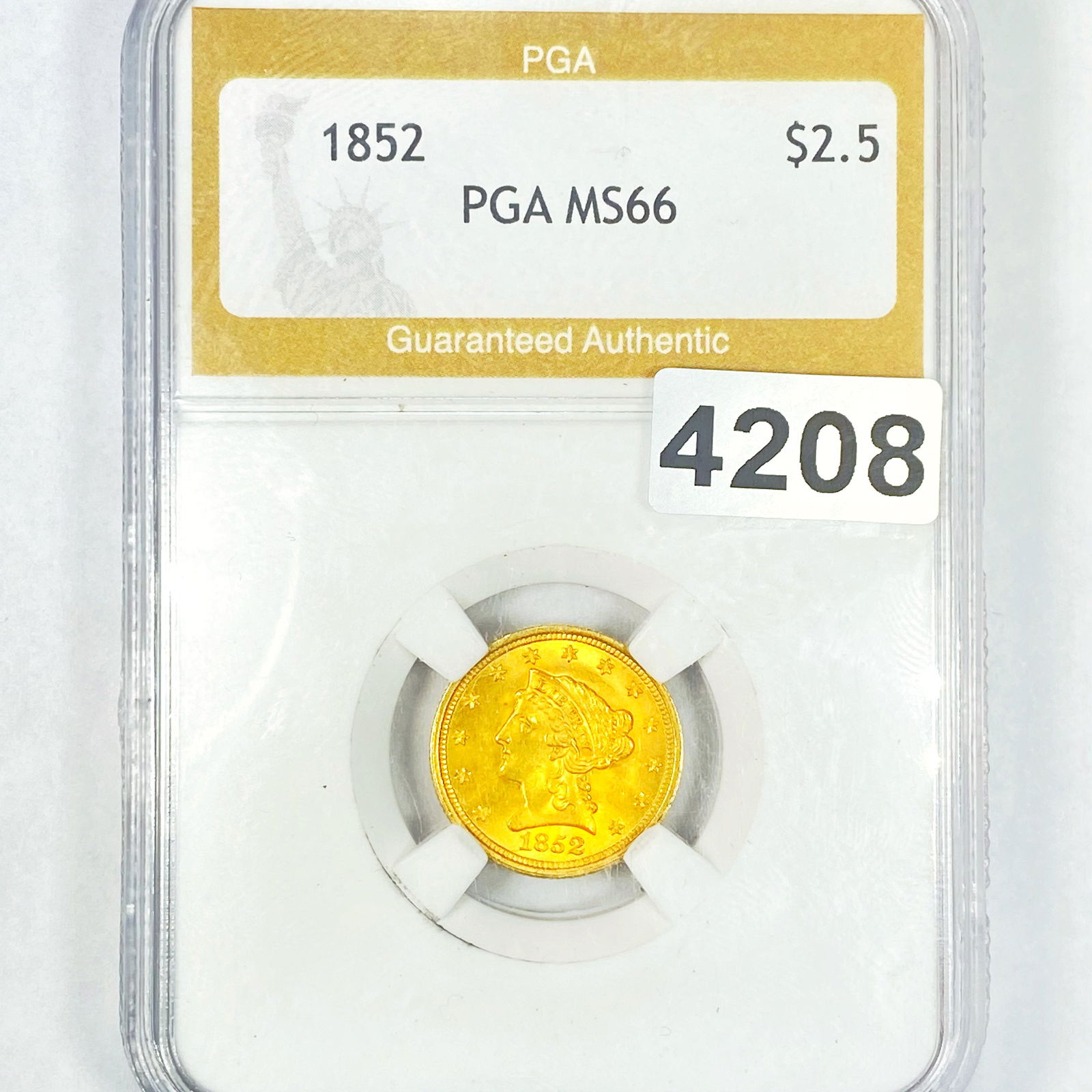 1852 $2.50 Gold Quarter Eagle PGA - MS66 (1 of 2)