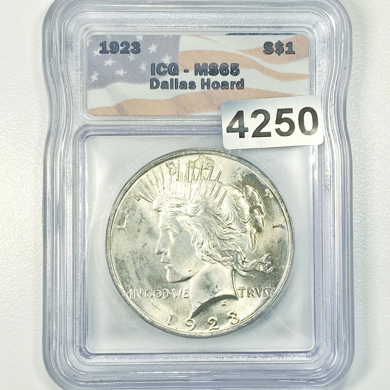 1923 Dallas Hoard Silver Peace Dollar ICG - MS65 (1 of 2)