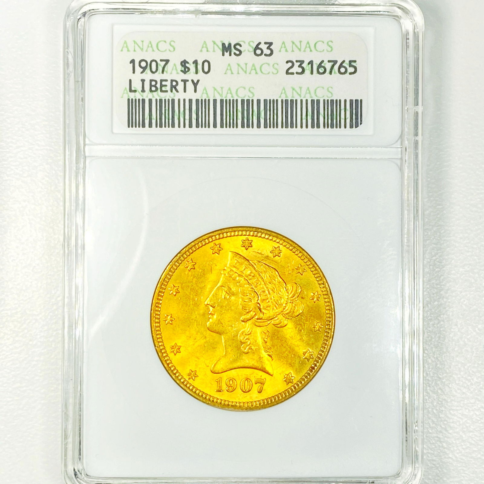 1907 $10 Gold Eagle ANACS - MS63 (1 of 2)