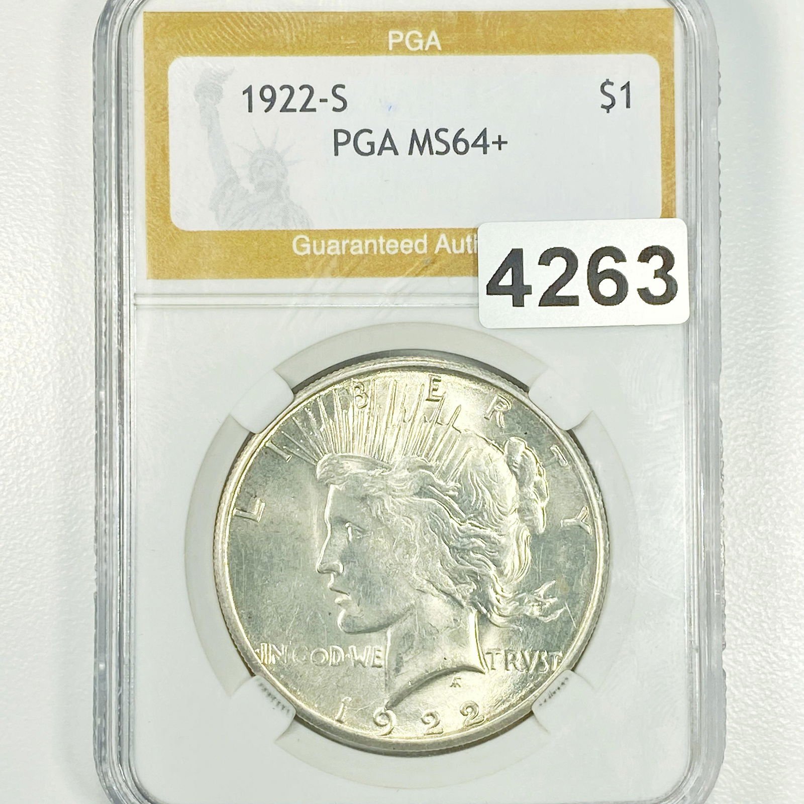 1922-S Silver Peace Dollar PGA - MS64+ (1 of 2)