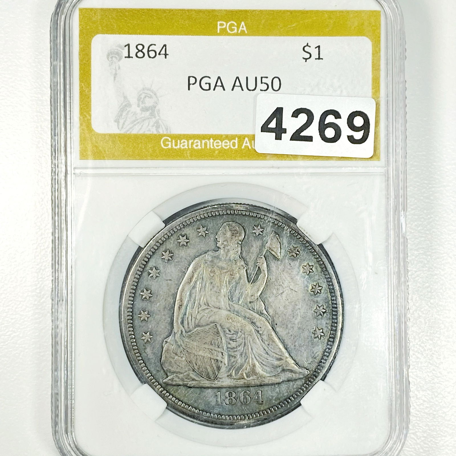 1864 Seated Liberty Dollar PGA - AU50 (1 of 2)