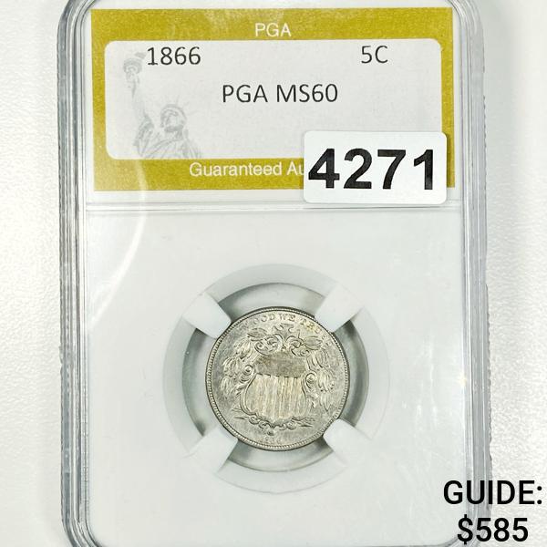 1866 Shield Nickel PGA - MS60 (1 of 2)