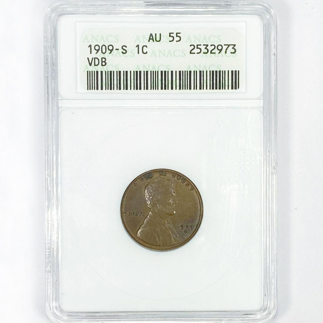 1909-S VDB Wheat Cent ANACS - AU55 (1 of 2)