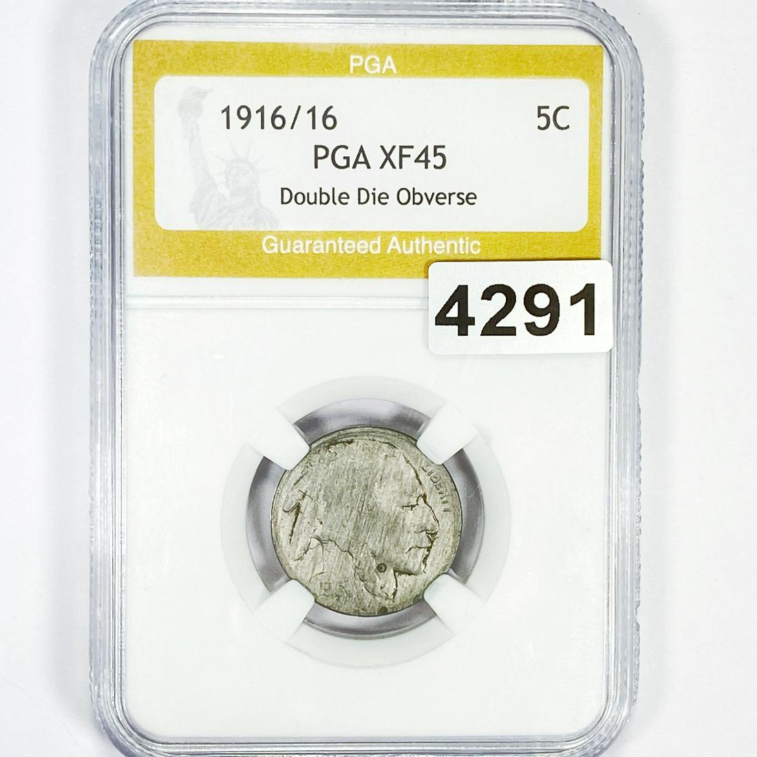 1916/16 Dbl Die Obv Buffalo Nickel PGA - XF45 (1 of 2)