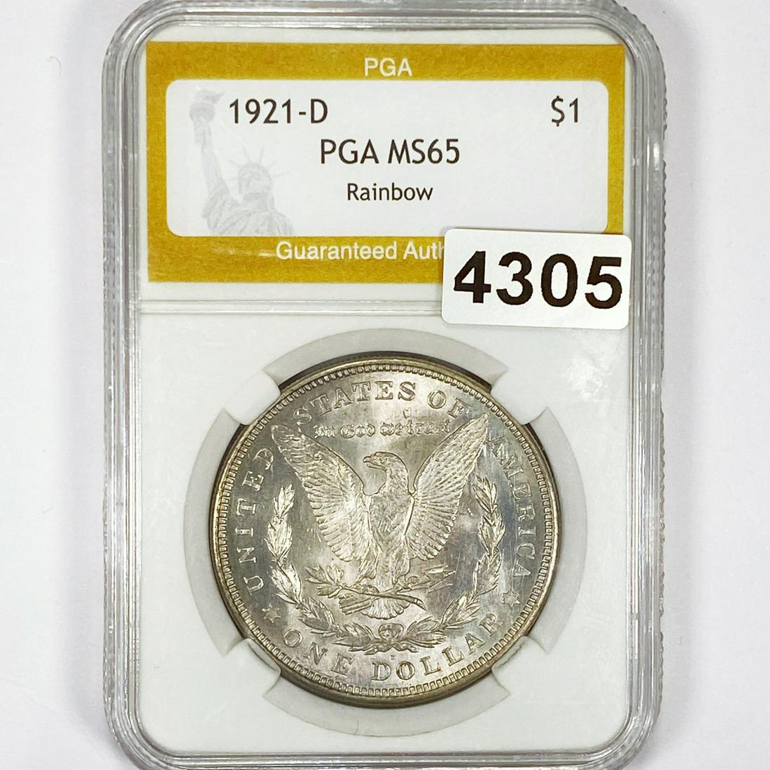1921-D Rainbow Morgan Silver Dollar PGA - MS65 (1 of 2)