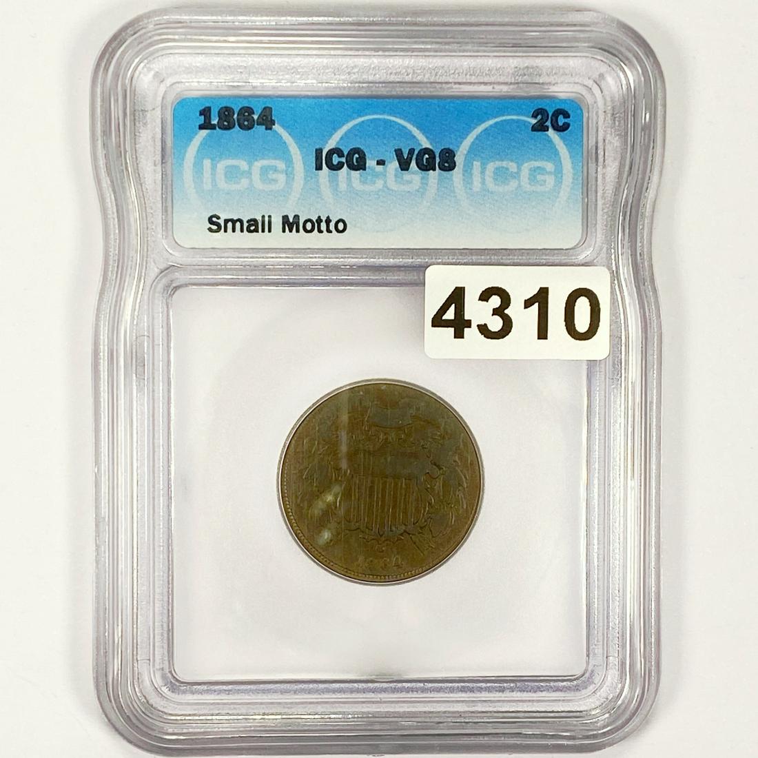 1864 Small Motto Two Cent Piece ICG - VG8 (1 of 2)