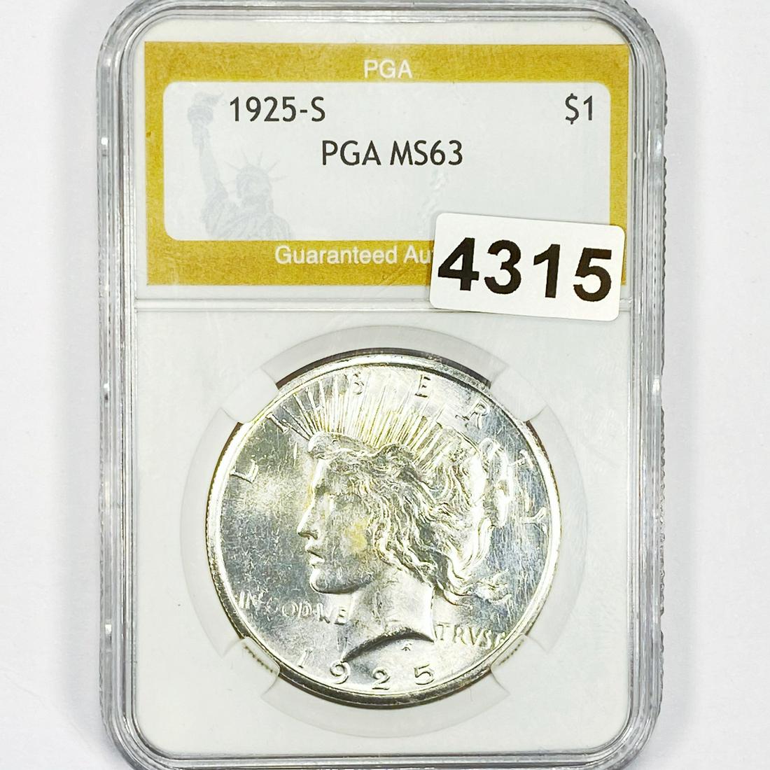 1925-S Silver Peace Dollar PGA - MS63 (1 of 2)