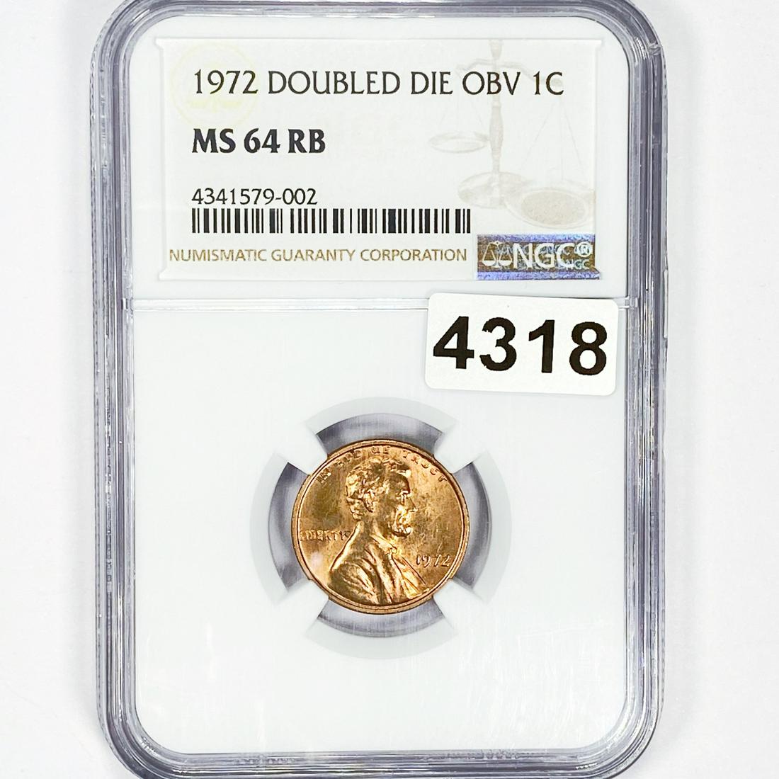 1972 Dbl Die Obv Lincoln Memorial Cent NGC - MS64 (1 of 2)