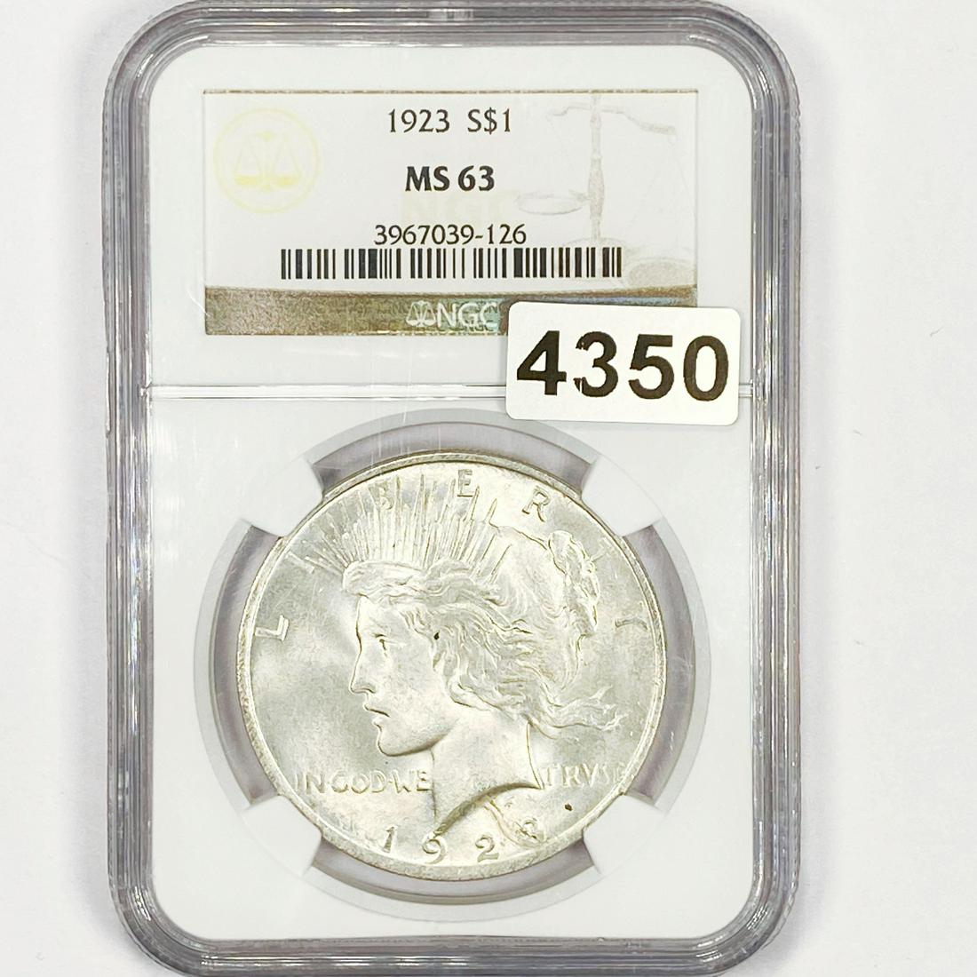 1923 Silver Peace Dollar NGC - MS63 (1 of 2)