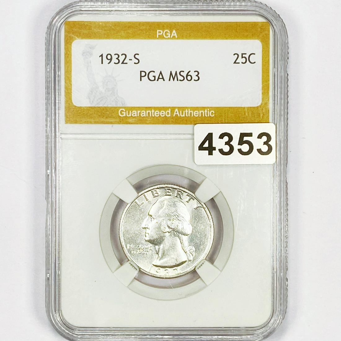 1932-S Washington Silver Quarter PGA - MS63 (1 of 2)