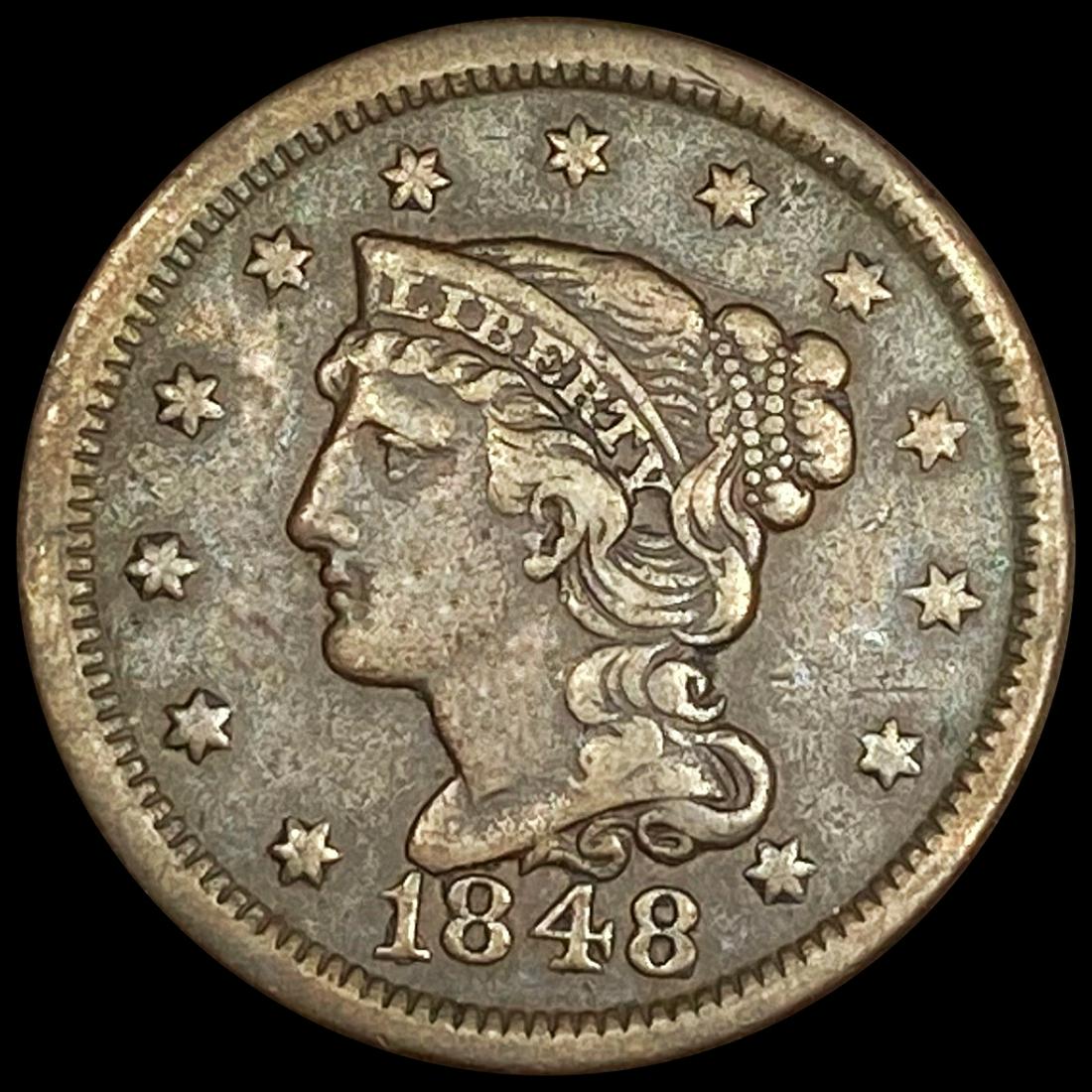 1848 Braided Hair Large Cent NEARLY UNCIRCULATED (1 of 2)