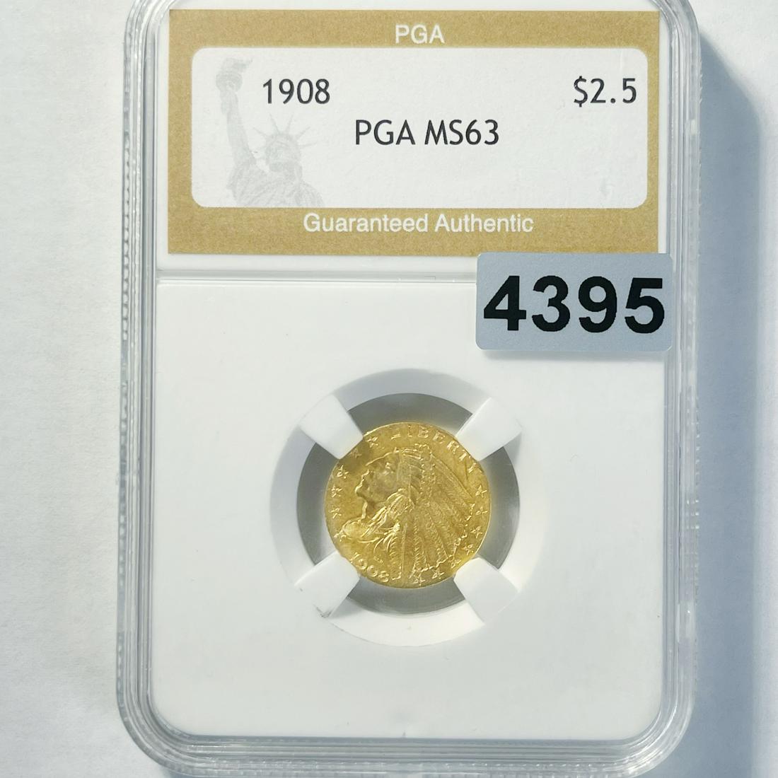 1908 $2.50 Gold Quarter Eagle PGA - MS63 (1 of 2)