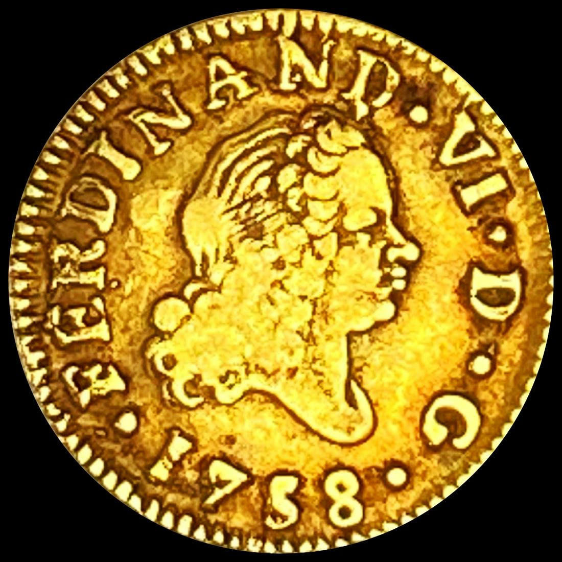 1758 Gold 1/2 Escudo LIGHTLY CIRCULATED (1 of 2)