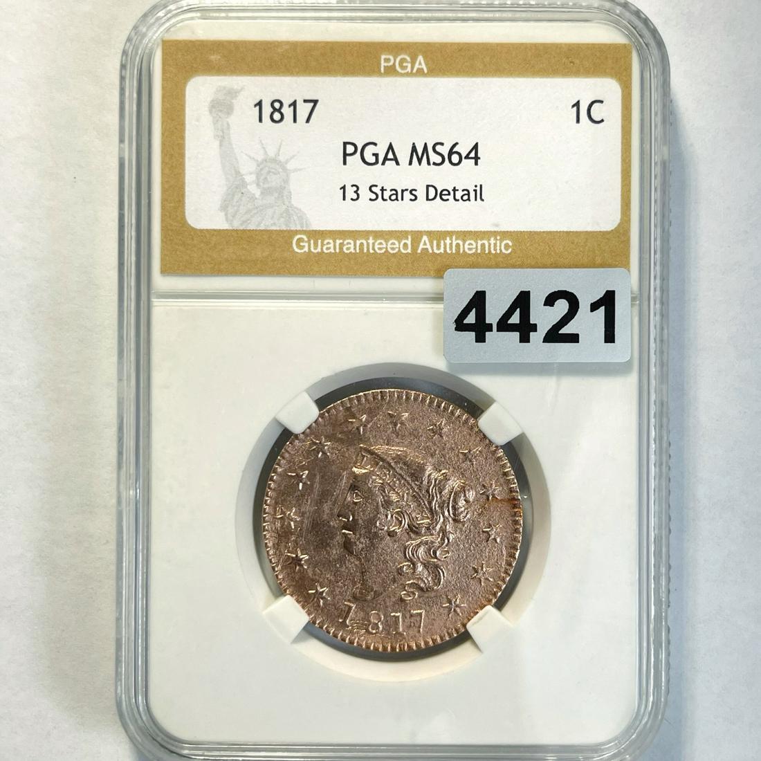 1817 13 Strs Coronet Head Large Cent PGA - MS64 (1 of 2)