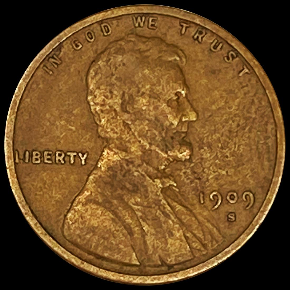 1909-S Wheat Cent ABOUT UNCIRCULATED: 1909-S Wheat Cent ABOUT UNCIRCULATED