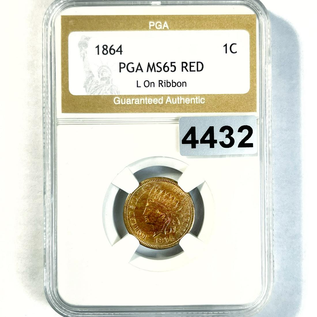 1864 L on Ribbon Indian Head Cent PGA - MS65 RED (1 of 2)