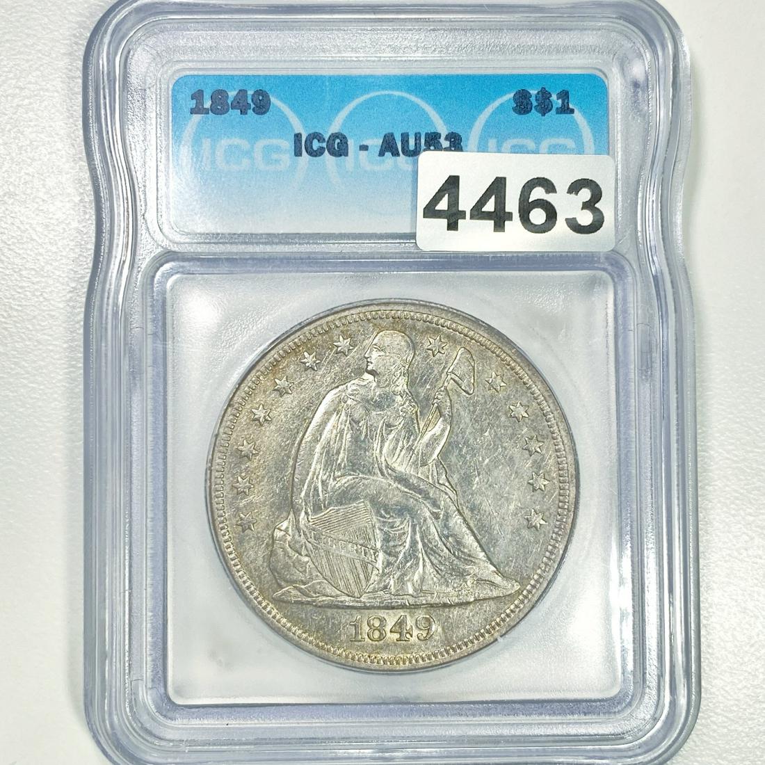 1849 Seated Liberty Dollar ICG - AU53 (1 of 2)