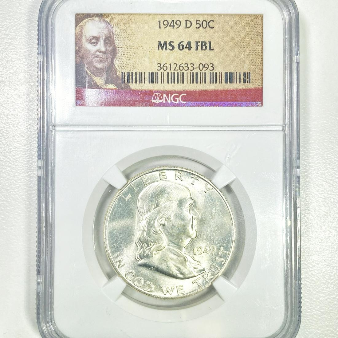 1949-D Franklin Half Dollar NGC - MS64 FBL (1 of 2)