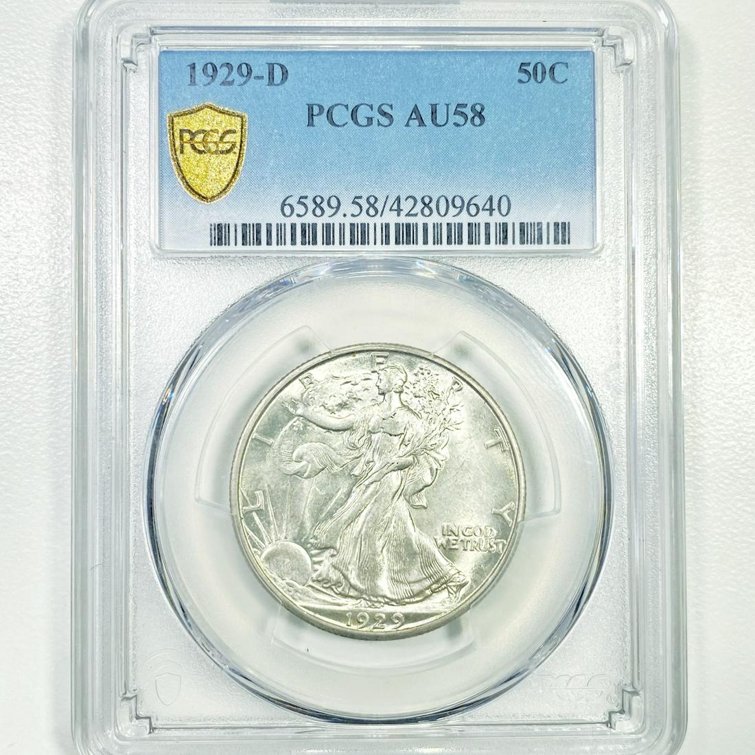 1929-D Silver Eagle Half Dollar PCGS - AU58 (1 of 2)
