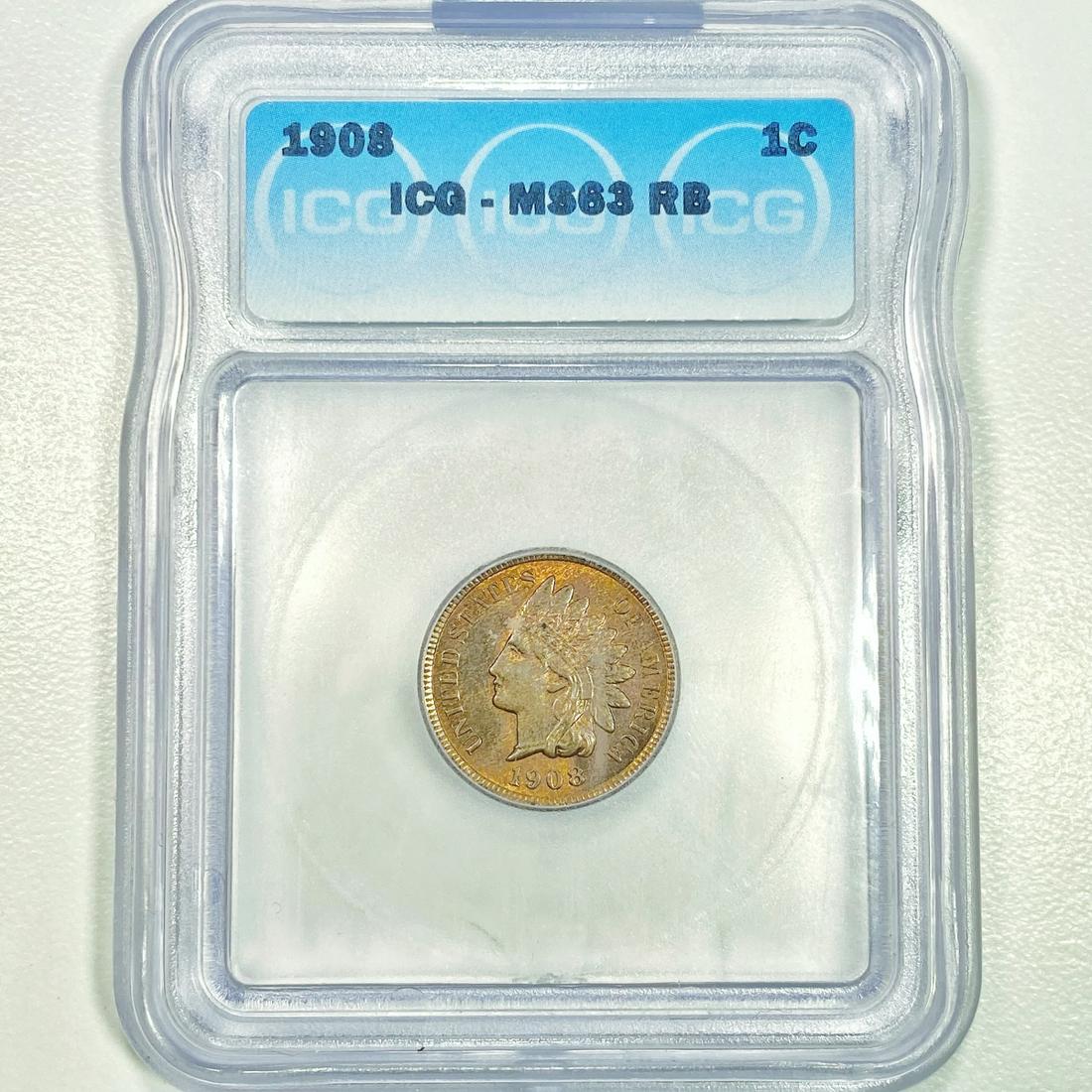 1908 Indian Head Cent ICG - MS63 RB (1 of 2)