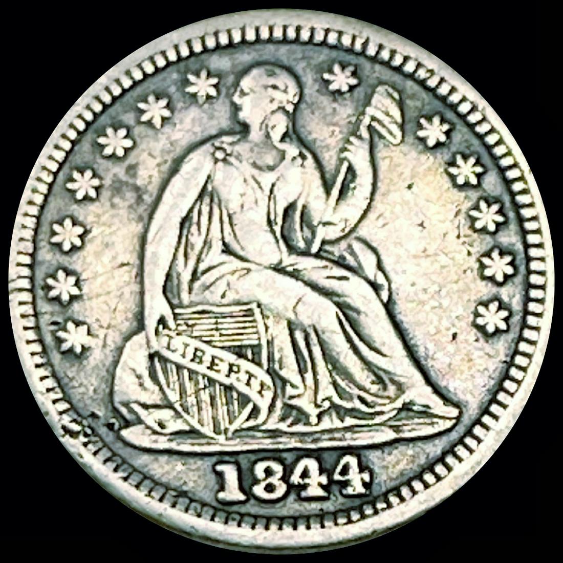 1844 Seated Liberty Half Dime ABOUT UNCIRCULATED (1 of 2)