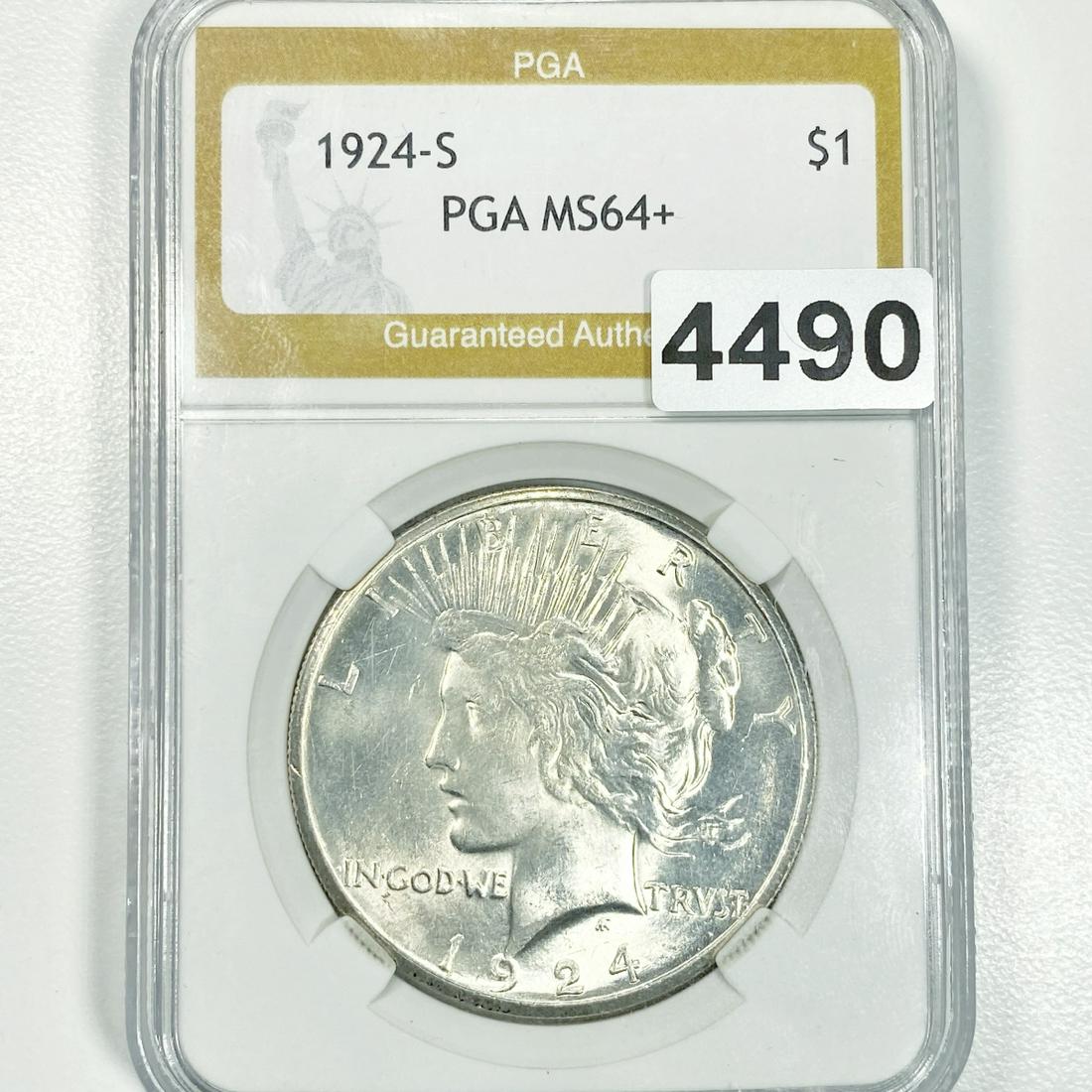 1924-S Silver Peace Dollar PGA - MS64+ (1 of 2)