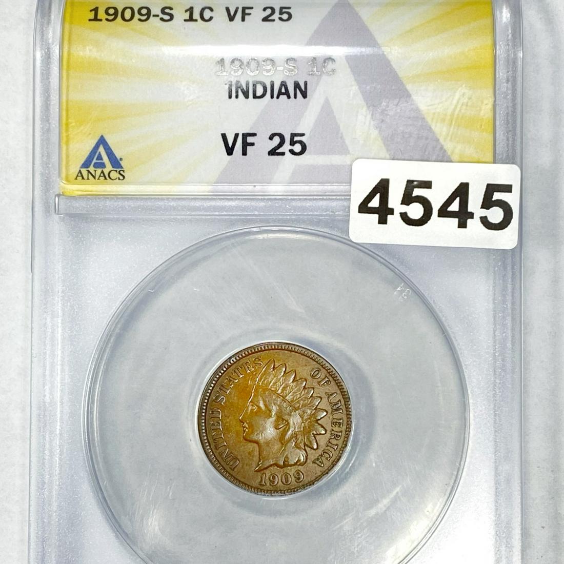 1909-S Indian Head Cent ANACS - VF25 (1 of 2)